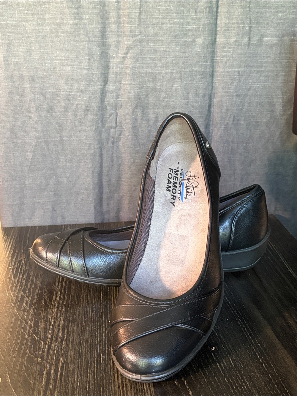 Clarks Black Leather Slip-On Comfort Flats